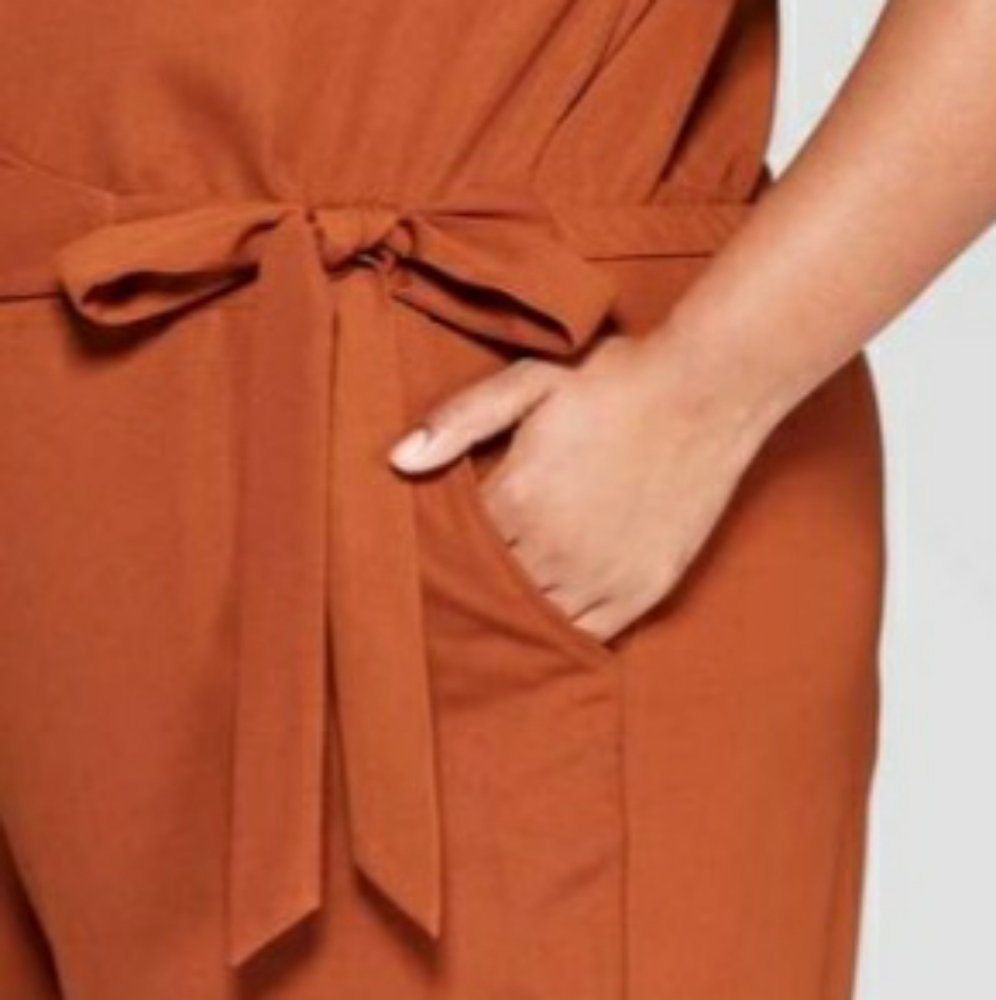 🚫SOLD🚫Ava & Viv Cognac Brown Jumpsuit with Semi Wide-Leg Design EUC SIZE 3XL - Picture 5 of 8